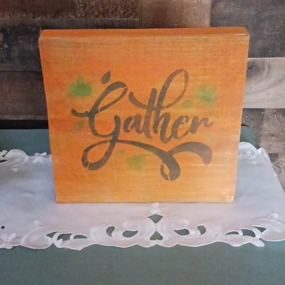 Orange Fall and Gather Wood Decoration - Picture 4 of 4